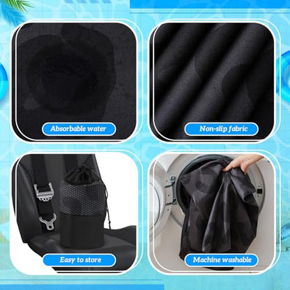 Hahafelt 2 Pack Car Seat Towel Covers with Storage Bag, 63 x 32 Inch Universal Non Slip Waterproof Sweat Protector for Car Truck, Gym Swimming Running, Machine Washable (Black Leopard) - style: Black Leopard