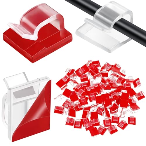 Blulu 100 Pcs Adhesive Cable Clips Bulk Wire Holder for Cord Organizer Clips Cable Management Outdoor Light Hooks for Christmas Wall String Lights Fairy Lights - color: Clear, size: Medium