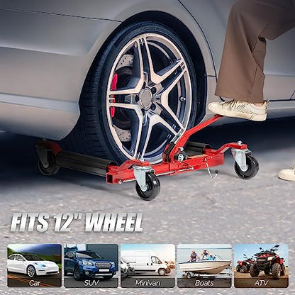 TUFFIOM Car Wheel Dolly Set of 4, Heavy Duty 6000 Lbs Capacity Vehicle Positioning Jack, Anti-Slip Foot Pedal&360° Swivel Casters for SUV Truck Boat Repair Moving,Red-Black - color: Red-Black