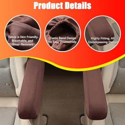 2PC Car Front Seat Armrest Covers,Seat Arm Rest Cover,Flat Cloth Fabric Armrest Cover,Replacement Car Front Seat Armrest Cover(Coffee,1Pair) - color: Coffee-2PC