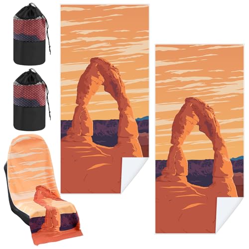 Hahafelt 2 Pack Car Seat Towel Covers with Storage Bag, 63 x 32 Inch Universal Non Slip Waterproof Sweat Protector for Car Truck, Gym Swimming Running, Machine Washable (Arch) - style: Arch