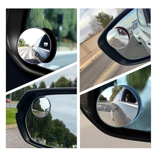 Blind Spot Mirror, 2PCS Vehicle Reversing Rear View Mirror, 360 Degree Adjustable Frameless Design, Universal for Most Cars (White)