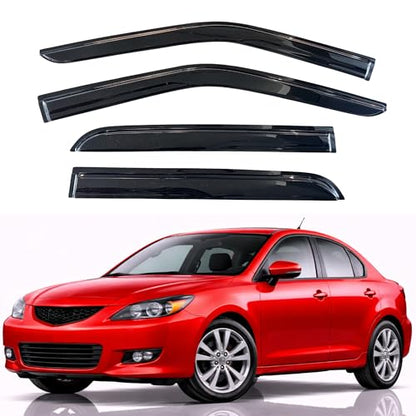 KPY Rain Guards Fit for 2004-2009 Mazda 3 Sedan, Out-Channel Window Visors Vent Wind Deflectors 4PC, Car Accessories for 04-09 Mazda 3 Sedan (Excludes Hatchback) - size: 2004-2009 Mazda 3 Sedan