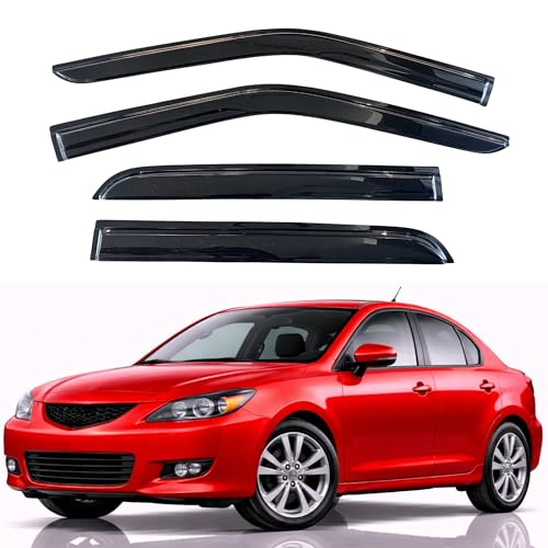 KPY Rain Guards Fit for 2004-2009 Mazda 3 Sedan, Out-Channel Window Visors Vent Wind Deflectors 4PC, Car Accessories for 04-09 Mazda 3 Sedan (Excludes Hatchback) - size: 2004-2009 Mazda 3 Sedan