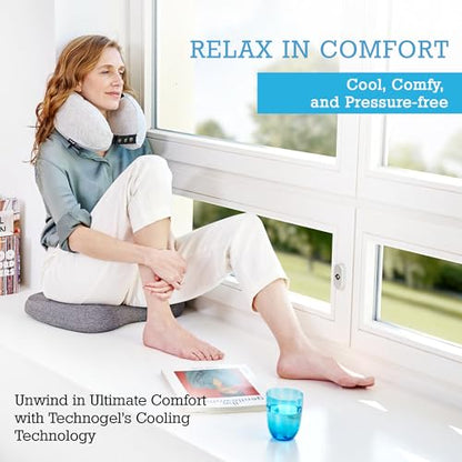 Technogel Cooling Seat Cushion – Memory Foam Gel Seat Pad for Office Chair, Car Seat, Airplane – Sciatica, Hip & Coccyx Pain Relief – Ergonomic Cooling Cushion for Long Sitting – 16x16 Inches