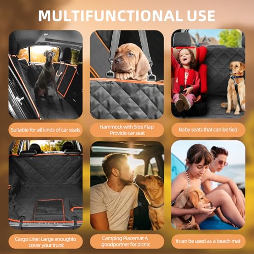 Scratchproof Dog Car Seat Cover For Back Seat, Waterproof Back Seat Pet Cover For Dogs With Mesh Window,Storage Pocket,Side Flap,Collapsible Nonslip Dog Seat Cover Universal Size Fit for Car/Truck/SUV