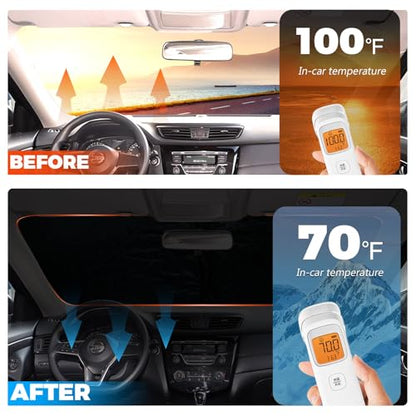 2026 Upgrade Front Windshield Sunshade fit for Nissan Rogue 2014-2020 Reflector Foldable Car Shade Automotive Windshield Sunshades for Nissan Rogue Windshield Sun Shade |Keeps Your Vehicle Cool| - size: Fit for Nissan Rogue 2014-2020