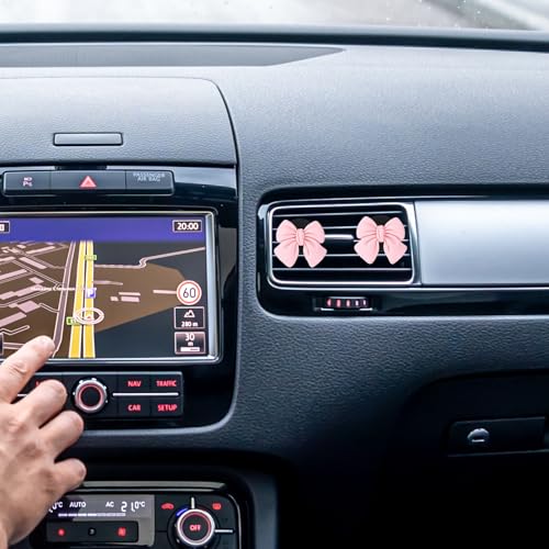 Tyqour 6pcs Pink Bow Car Vent Clips Air Freshener Vent Clip Cute Air Conditioning Outlet Clip Car Interior Decor Charm Accessories(3.2 cm, 3.4 cm)
