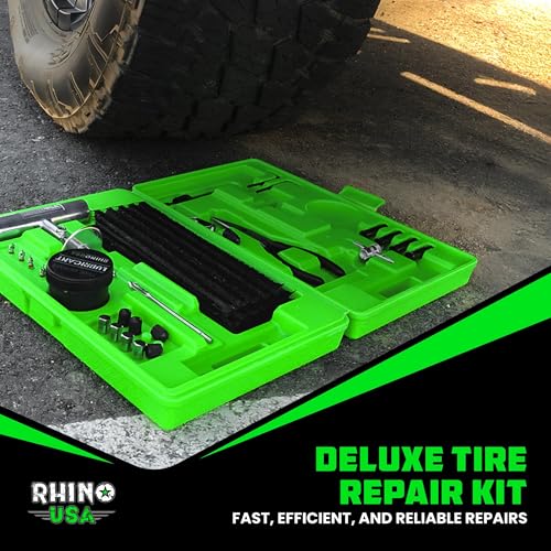 Rhino USA Tire Repair Kit (86-Piece) Professional Heavy Duty Tire Plug Kit to Fix Punctures & Patch Flats with Ease - Ultimate Tubeless Tire Repair Tools for Car, Motorcycle, ATV, UTV, RV and Trailer - size: 86 Piece Set