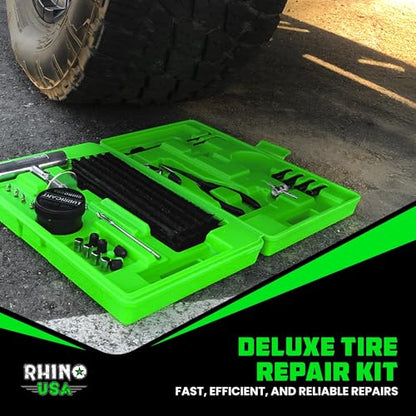 Rhino USA Tire Repair Kit (86-Piece) Professional Heavy Duty Tire Plug Kit to Fix Punctures & Patch Flats with Ease - Ultimate Tubeless Tire Repair Tools for Car, Motorcycle, ATV, UTV, RV and Trailer - size: 86 Piece Set