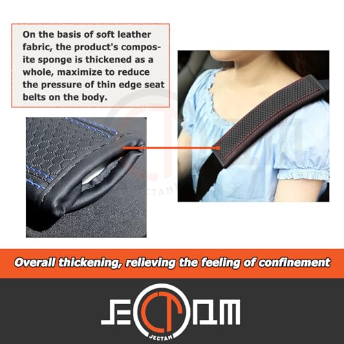 Car Seat Belt Cover Pads, Leather Seat Belt Cover, Universal Car Seat Belt Shoulder Strap Covers, Breathable Leather Soft Harness Pad Protect Your Neck and Shoulder, 2 PCS (Diamond-Blue) - color: Diamond-Blue