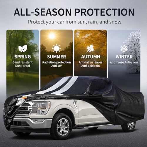 F-15oTruck Cover Custom Fit 2008-2026 SuperCrew Cab Short Bed(5.5'-6.5') with Door Zipper, 10 Layers Outdoor Heavy Pickup Truck Cover Waterproof All Weather, Wind Dust Sun Protector. - size: F-15o 2008-2026 SuperCrew Cab+Towel+Bag