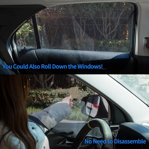 Aokway Car Side Window Sunshades, Driver Car Window Screen Mesh, Universal Fit for Camping and UV Protection (Black, Front Side 2pcs) - color: black, size: Front Side 2pcs