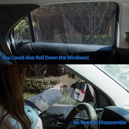 Aokway Car Side Window Sunshades, Driver Car Window Screen Mesh, Universal Fit for Camping and UV Protection (Black, Front Side 2pcs) - color: black, size: Front Side 2pcs