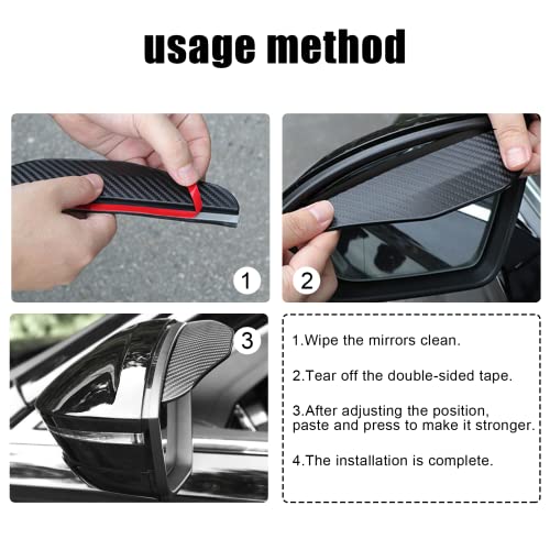 2Pcs Carbon Fiber Side Mirror Rain Visor Guard, Universal for Cars, Trucks and SUVs (Black) - color: Carbon fiber