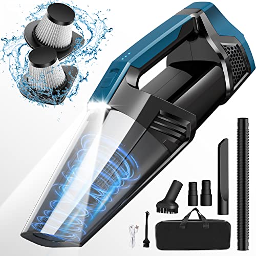 Blestan Cordless Car Vacuum Lightweight High Power Handheld Vacuum Cleaner with LED Light, Hand Vacuum for Car Home Office and Pet Hair, BlackBlue - color: Navyblue