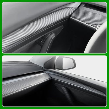 Dashboard Cover Wrap and Front Door Trim Armrest Panel Cover Wrap Compatible with Tesla Model 3(2021-2023) and Model Y(2019-2024) Tesla Interior Cover Trim 4PCS-Matte Carbon Fiber - color: Matte Carbon Fiber