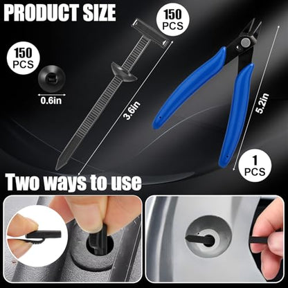 XANGNIER 150 Pcs Nylon Universal Cable Tie Buckle with Wire Cutter,Multipurpose Self Locking Zip Tie Clips Automotive,Snap Fit Nylon Fastening Clip for Car Repairs Auto Bumper Fender Liner Fasteners - color: 150pcs
