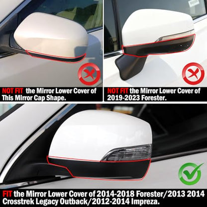 1PC Compatible with Subaru Mirror Bottom Cover Forester 2014-2018/Crosstrek Legacy Outback 2013-2014/Impreza 2012-2014, Clip-on Replace for 91054AJ230 Driver Side Subaru Mirror Lower Cover-Left - style: Left Driver Side