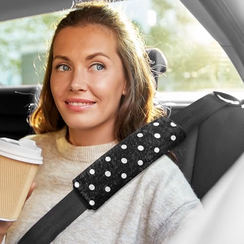 Bolaz Black Polka Dots Car Seat Strap Pads Seatbelt Covers Cushion Shoulder Strap Pads for Adults Soft 2Pcs - color: Black Polka Dots, size: Small