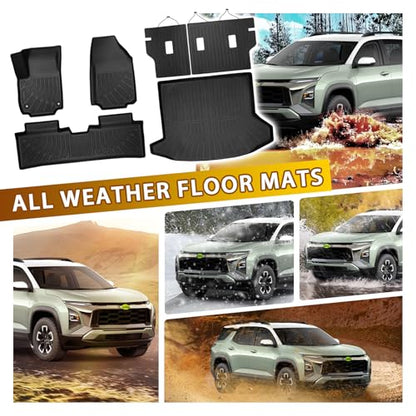 Powerty Floor Mats for 2025 2026 Chevrolet Chevy Equinox (Non EV) / GMC Terrain Car Mat, All Weather TPE Custom Cargo Liner Seat Back Cover Protectors Accessories (Floor Mats+Backrest Mat+Trunk Mat) - size: 2)chevrolet Equinox Gas/Gmc Terrain｜25-26｜full S