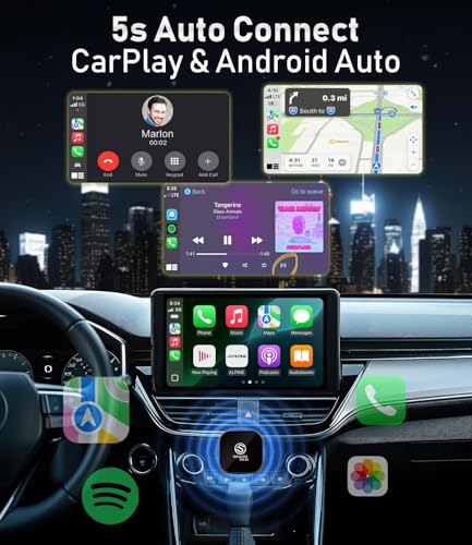 Wireless CarPlay Adapter Compatible with Apple and Android, 2 in 1 Wired to Wireless Adapter, 5.8GHz WiFi, Bluetooth 5.3, Plug and Play for Factory Wired CarPlay Cars - 2026 (Dark Grey) - color: Dark Grey