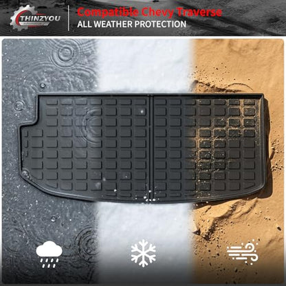 Cargo Mat Compatible with 2018-2023 (Fit 2024 Traverse Limited) Chevrolet Traverse Cargo Liner Trunk Liner Back Seat Cover Protector 2023 Chevy Traverse Accessories (Trunk Mat+Backrest Mats) - style: For Chevrolet Traverse | 2018-2023