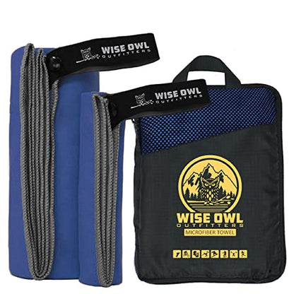 Wise Owl Outfitters Microfiber Camping Towel - Quick Dry Towel for Travel, Backpacking, Hiking, Beach, Gym & Yoga - Compact, Fast Drying & Lightweight - color: Royal Blue, size: X-Large (30x60) + Washcloth (12x24)