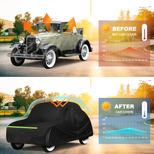 QUNSUNUS Waterproof Car Cover for Ford Model A Sedan/Convertible 1928-1931, All Weather Outdoor Car Covers with Zipper and Elastic Edges for Wind, Sun, UV and Dust Protection - size: for Ford Model A Sedan/Convertible