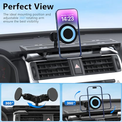 DIAMOOKY Metal Magnetic Phone Mount for Toyota 4Runner 2024 2023 2022 2021 2020-2010 5th Gen 4runner Accessories Dash Cell Phone Holder Adjustable Phone Stand Fit for All Smartphone - style: 2010-2024 (Full Size)
