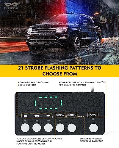 LUMENIX Rooftop Strobe Beacon Lights Bar Red Blue LED Emergency Police Traffic Lightbar with Heavy-Duty Magnetic Base Safety Warning Flashing Cop Light for Trucks First Responder Vehicles Patrol - color: Red&Blue