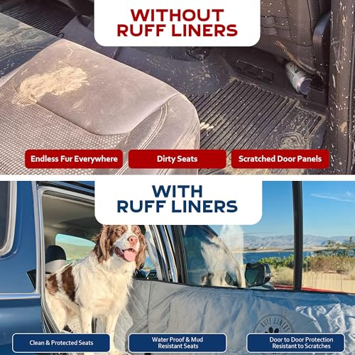 Ruff Liners Dog Hammock for Car, Black – As Seen on Shark Tank – Back Seat Protector for Cars, Mid-Size SUVs, & Mid-Size Trucks – Waterproof, Touch Fasteners, & Belt Slots – Heavy Duty Dog Seat Cover - size: Car / SUV / Small Trucks