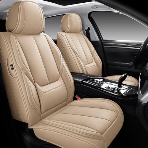MINGBRON Seat Covers, Car Seat Covers Front Seats, Car Seat Cover, Car Seat Protector Waterproof,Seat Covers Carseat Cover Universal Fit for Most Cars - color: Beige, size: 2 Seat Covers (Front Only)