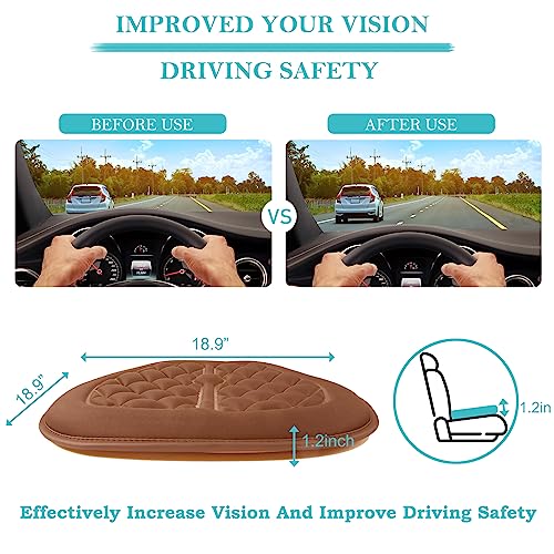 Big Ant Car Seat Cushion, Comfort Memory Foam Driver Seat Cushion Improve Driving View, Sciatica and Lower Back Pain Relief, Thick Seat Cushions for Car Home Office Chair, Wheelchair - Brown