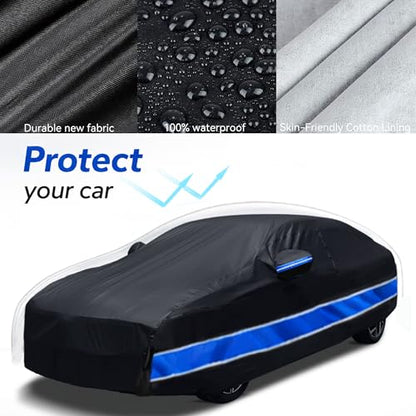Car Cover Compatible with Honda Civic,10-Layer Car Cover Waterproof All Weather,Full Exterior Cover with Cotton Lining,Sun Rain UV Dust Snow Protection with Door Zipper,Fit for 1991-2025 - size: Custom Fit for Honda Civic