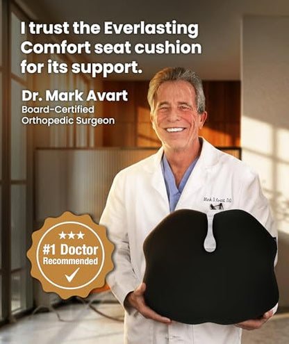 Everlasting Comfort Elevate Series Doctor Recommended Memory Foam Seat Cushion for Office Chairs & Car - Ergonomic Desk Accessories - Cushions for Tailbone Pain Relief (Charcoal Black, Large) - size: Standard
