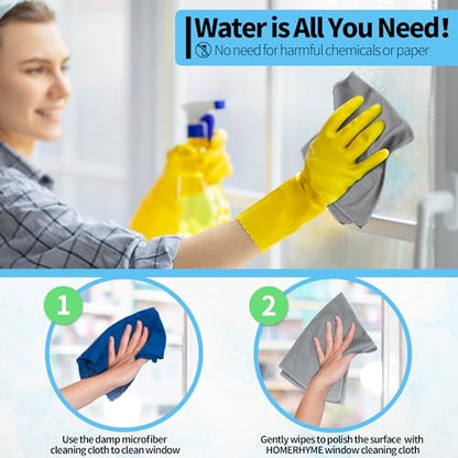 Microfiber Cleaning Cloth - 10 Pack Glasses Cleaning Cloth, 16" x 14" Window Cleaning Rags, Streak Free Lint Free Polishing Cloths Wipes for Eye Glass, Stainless Steel, Windshield, Grey - color: Grey, size: 10 Pk-16" X 14"