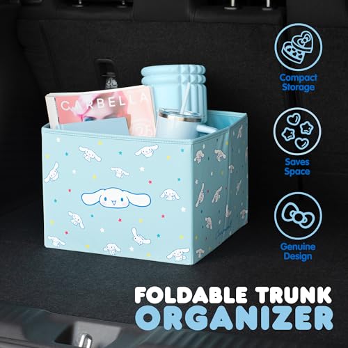 Sanrio Cinnamoroll Car Trunk Organizer and Storage Bin - Collapsible Simple Compartment Convenient Heavy Duty, Fold Up for Easy Storage Box, Automotive Seat Cargo Groceries Tools - 12.5L x 12.5W x 9H - style: Organizer Cinnamoroll