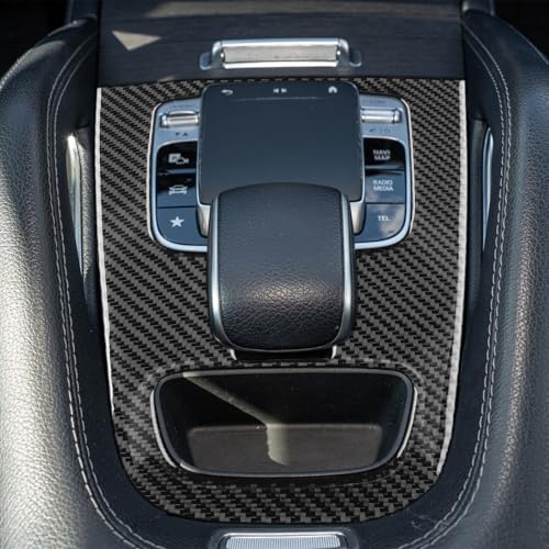 NVCNX Carbon Fiber Accessories for Mercedes Benz GLE 350 450 450e 2020-2026 2021 2022 2023 2024 2025 Center Console Gear Shift Panel Cover Interior Trim Overlay Sticker Decal 1PC Without Pointed Ends - color: Center Console Gear Shift Panel Trim A2