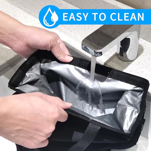 Homelove Hanging Car Trash Can with 4 Storage Pockets, Waterproof Leakproof Oxford Auto Garbage Bag, Adjustable Garbage Bag, Foldable Car Trash Bin Fit for Truck, SUV, Home, Office - color: Black-B