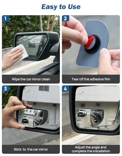 JOYTUTUS Blind Spot Mirror 2 Pack HD Frameless Convex Glass for Wide Angle View and Safer Lane Changing Compatible with Cars SUVs Trucks RVs Easy Stick On & Long Lasting Durability