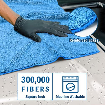 HOMEXCEL Car Drying Towels, 2 Pack Professional Microfiber Towels for Cars, Scratch-Free, Highly Absorbent Drying Towel for Cars, SUVs, RVs, Trucks, and Boats, 31 x 24 inch, Blue - color: Blue