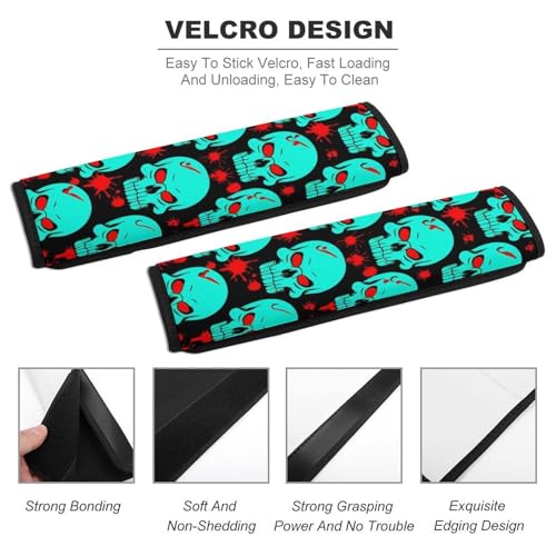 Women's Car Belt Covers, Halloween Cool Red Blood Zombie Skull Fashion Cushion Pad Car Shoulder Strap Harness Pad - color: Color847