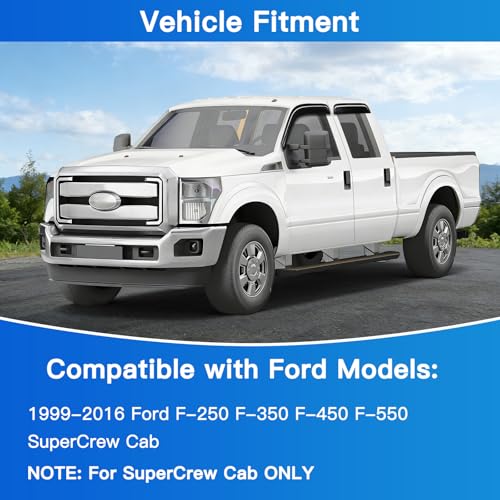 4Pcs Window Vent Visors, Outside-Mount Window Deflectors, Rain Guards for 1999-2016 Ford F250 F350 F450 F550 SuperCrew Cab - size: 1999-2016 F250 F350