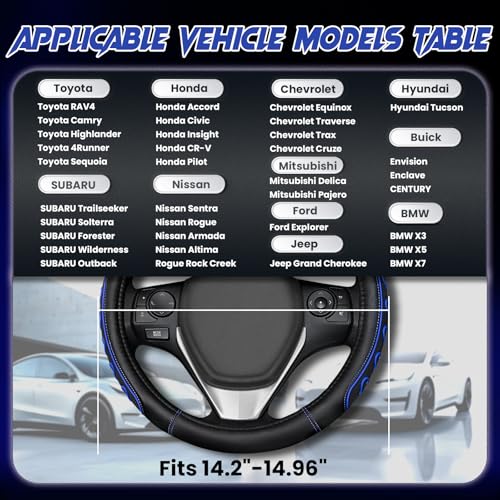 Ventilated Heart-Shaped Steering Wheel Cover with Anti-Slip Leather Grip. Compatible with Ford, Toyota, Honda, Nissan, and Chevrolet Vehicles for 14.5-15.2 inch Round Steering Wheels. - color: Love Blue