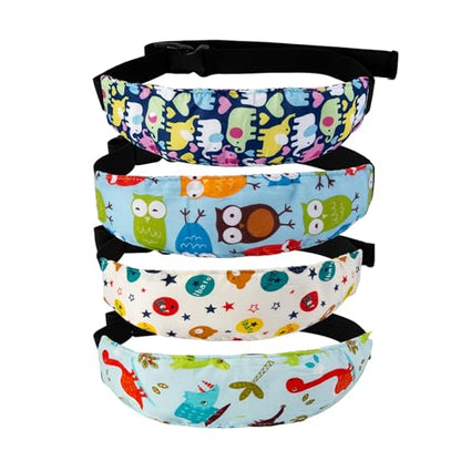 4Pack Baby Head Support for Car Seat, Adjustable Airplane Head Strap for Sleeping - Toddler Car Seat Head Support Pillow with Safety Rest Design for Infant and Child
