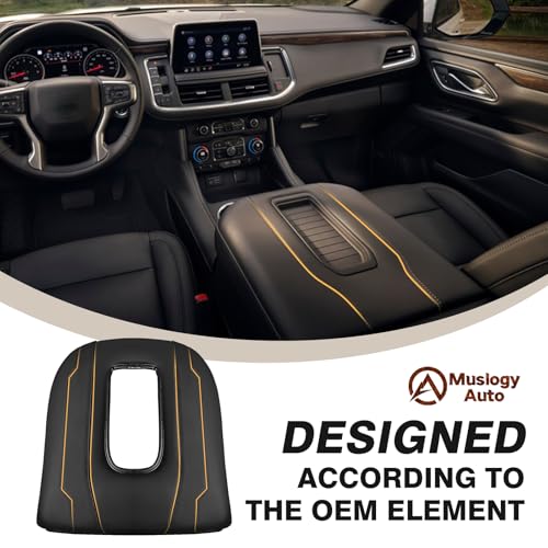 Muslogy Center Console Armrest Cover Fit for Chevy Silverado & GMC Sierra 1500 2500 3500 2022-2026 Accessories, Comfort Armrest Pad Console Lid Cushion Vegan Leather 1-Inch Extra Thick(Bucket Seat) - size: 1) 22-25 |Silverado & Sierra| Bucket Seat, +Thick