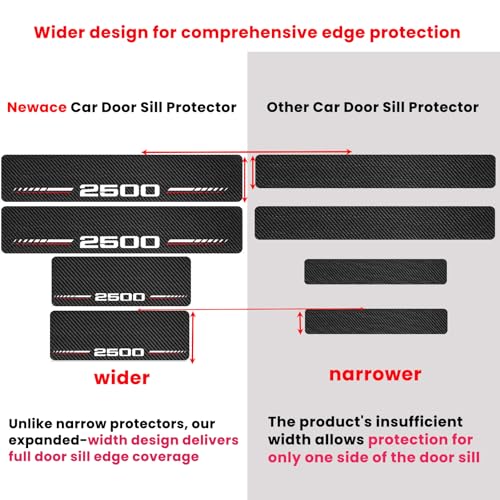 Car Door Sill Protectors Compatible with Dodge RAM 2500 Accessories- 4Pcs Door Entry Guard Scuff Sill Protector Plate- Carbon Fiber Anti-Scratch Sticker- Upgraded Full Coverage - size: 2500