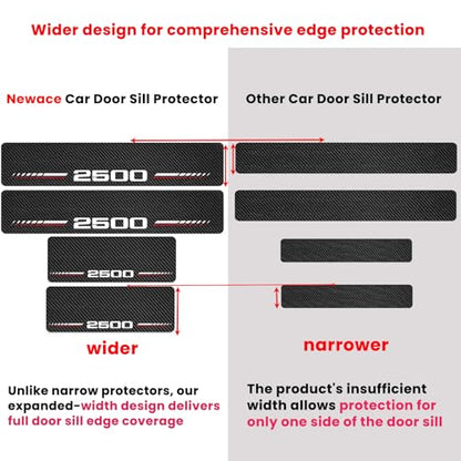 Car Door Sill Protectors Compatible with Dodge RAM 2500 Accessories- 4Pcs Door Entry Guard Scuff Sill Protector Plate- Carbon Fiber Anti-Scratch Sticker- Upgraded Full Coverage - size: 2500