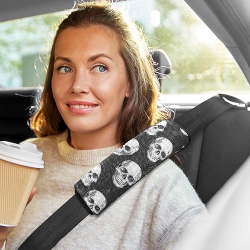 Bolaz Skeleton Car Seat Strap Pads Seatbelt Covers Cushion Shoulder Strap Pads for Adults Soft 2Pcs - color: Skeleton, size: Medium